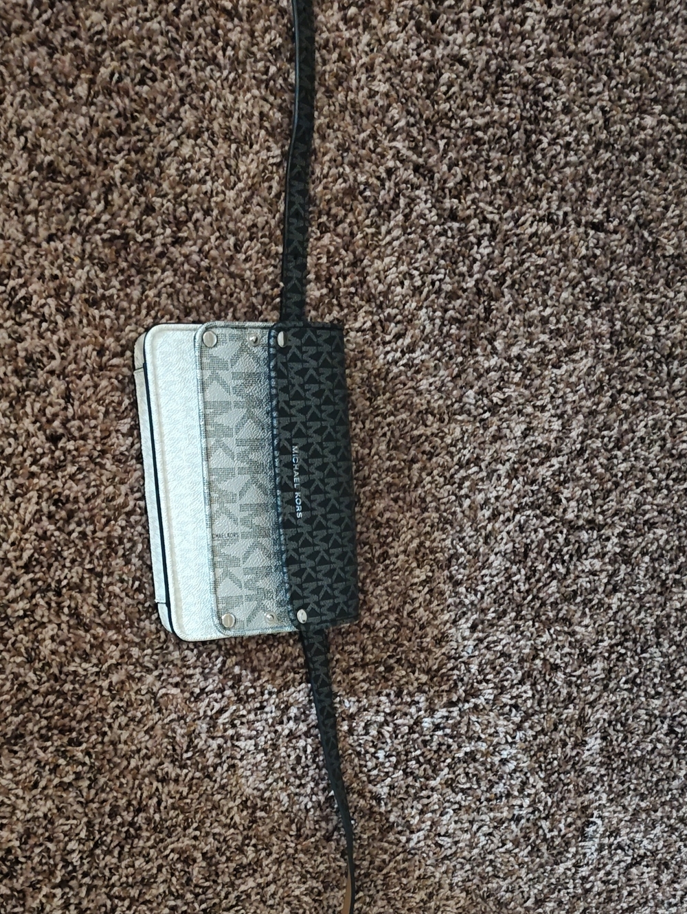 Michael Kors Black MK Logo Crossbody Phone Case with Silver Panel Size Sm/Med